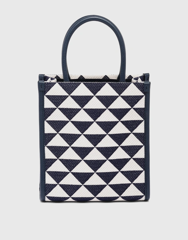 Prada Prada Symbole Mini Embroidered Fabric Top Handle Tote Bag
