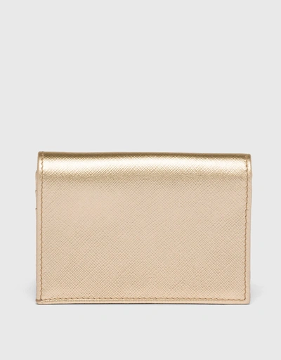Saffiano Leather Triangle Logo Bi-fold Wallet