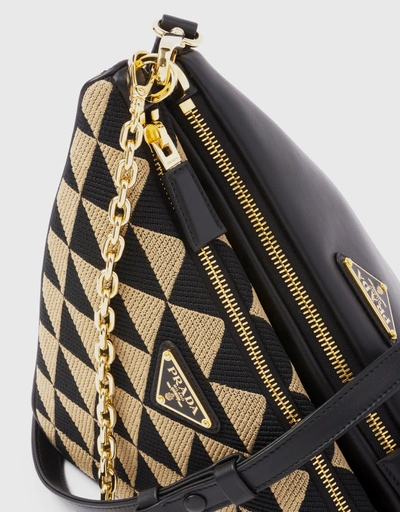 Prada Symbole Mini Leather And Fabric Shoulder Bag