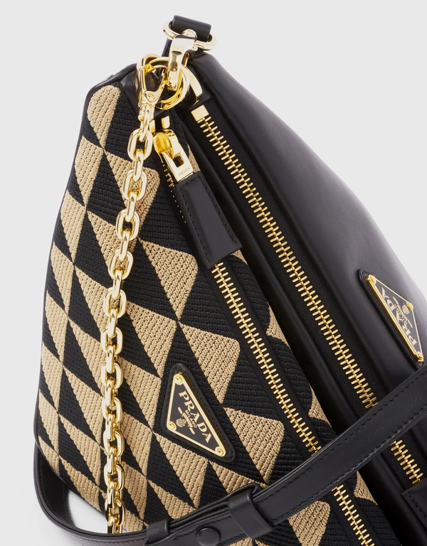 Prada Prada Symbole Mini Leather And Fabric Shoulder Bag