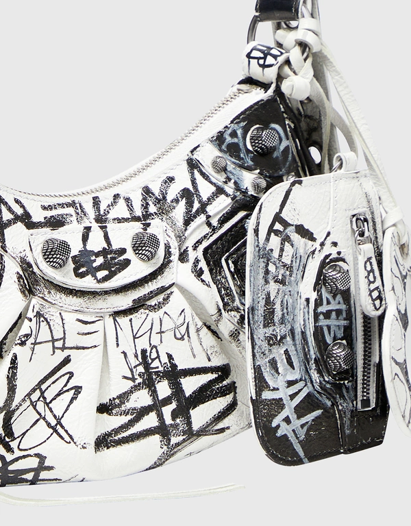 Le Cagole XS Lambskin Leather Graffiti Shoulder Bag