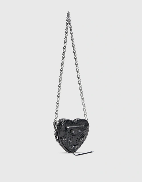 Le Cagole Heart Mini Lambskin Chain Crossbody Bag