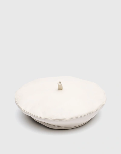 Carter Leather Beret-Off White