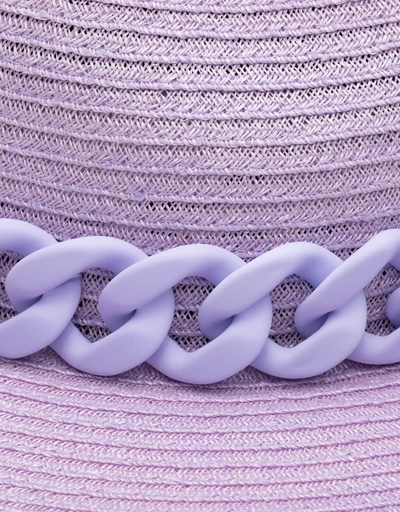 Courtney Matte Oversized Chain Straw Sunhat-Lavender
