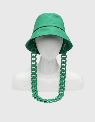 Yuki Detachable Oversized Matte Chain Bucket Hat-Kelly Green