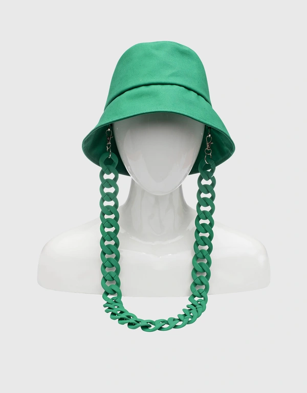 Eugenia Kim Yuki Detachable Oversized Matte Chain Bucket Hat-Kelly Green