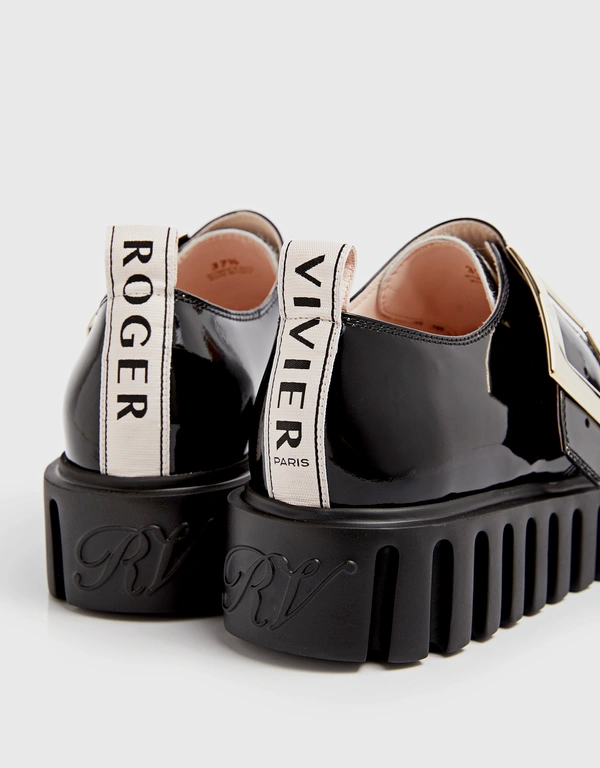 Roger Vivier Viv' Go-Thick Patent Leather Metal Buckle Loafers