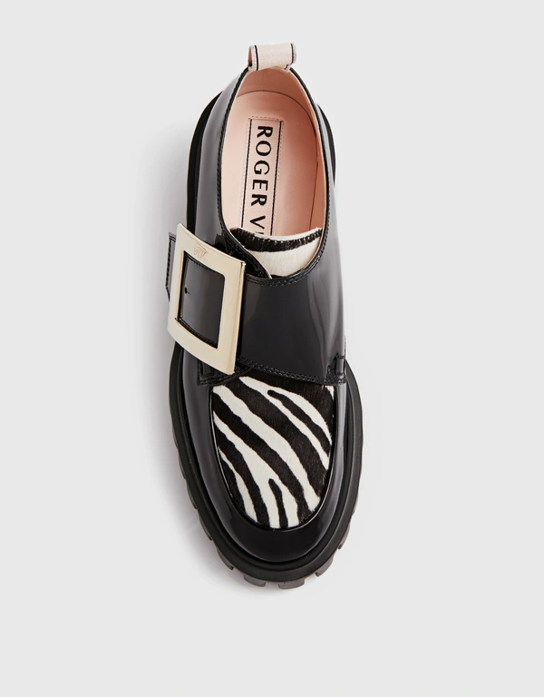 Roger Vivier Viv' Go-Thick Patent Leather Metal Buckle Loafers