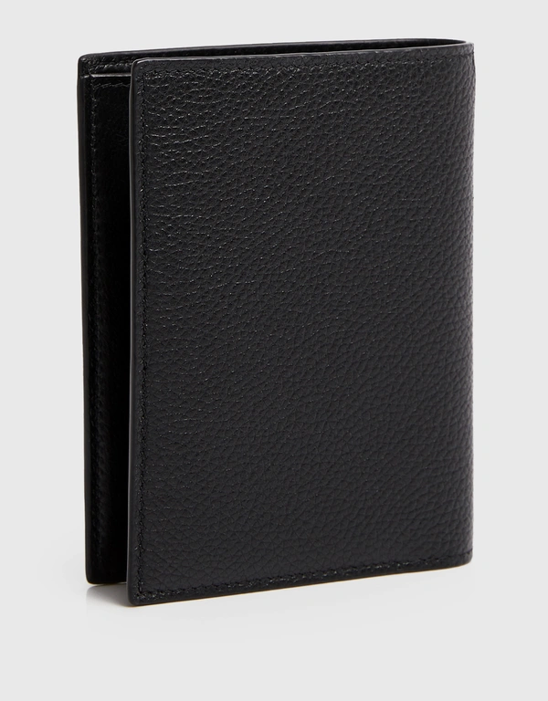 Cash Vertical Grained Calfskin Bi-fold Wallet