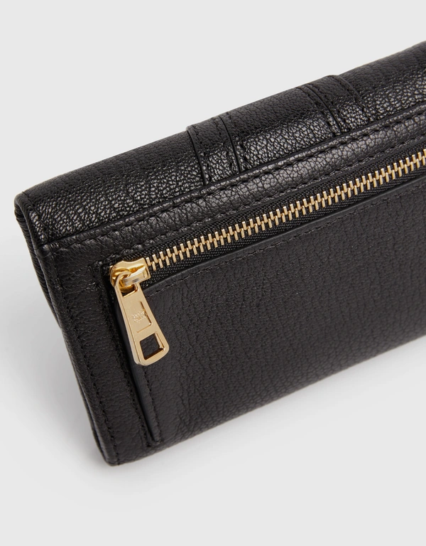 Hana Grained Goatskin Compact Tri-fold Wallet