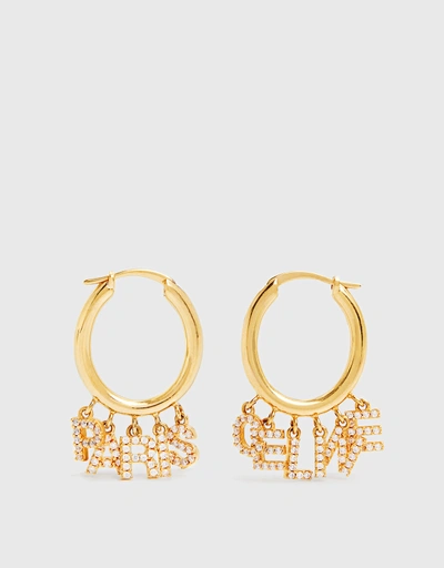 Celine Paris 黃銅和水晶耳環