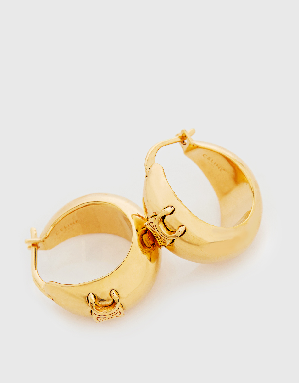 Celine Triomphe Large Brass Earrings (Fashion Jewelry and Watches,Earrings)