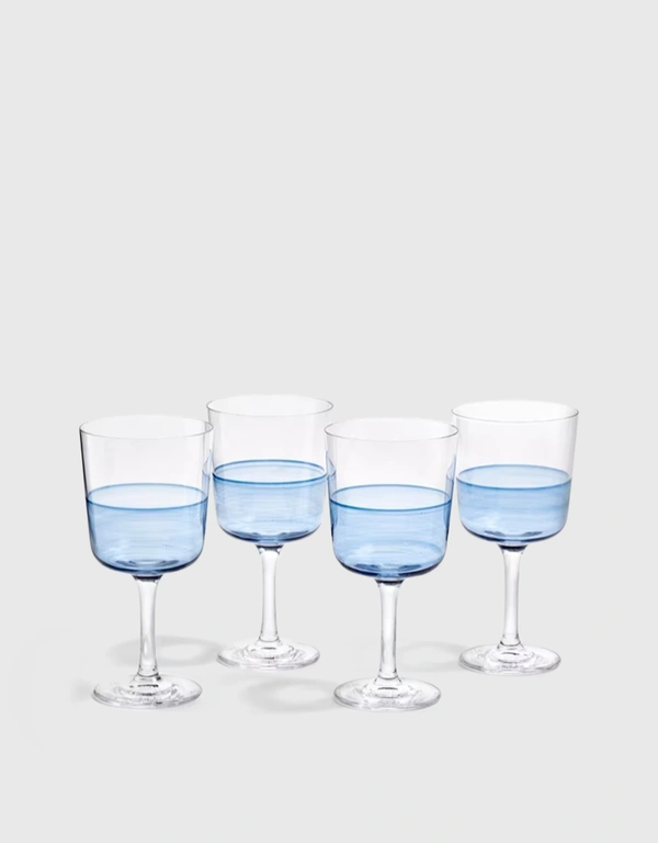Royal Doulton 1815 Crystalline Hand-painted Wine Glasses Set of 4-Blue