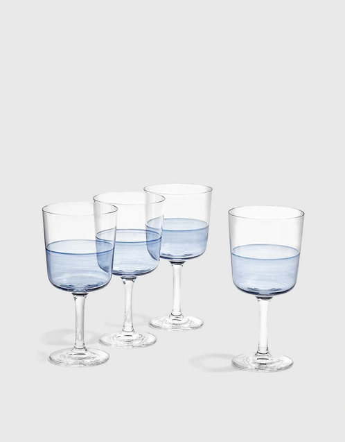 1815 Crystalline Hand-painted Wine Glasses Set of 4-Blue