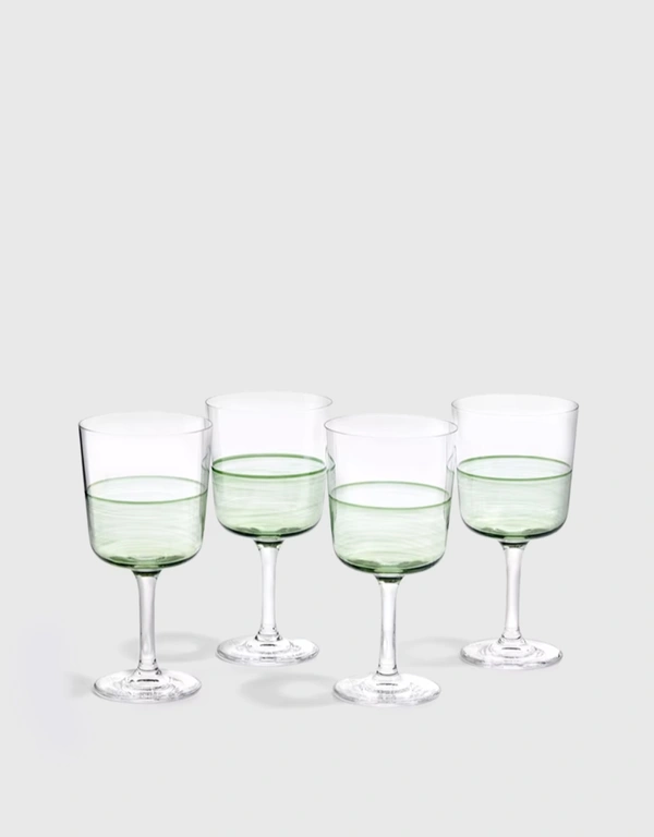 Royal Doulton 1815 Crystalline Hand-painted Wine Glasses Set of 4-Green