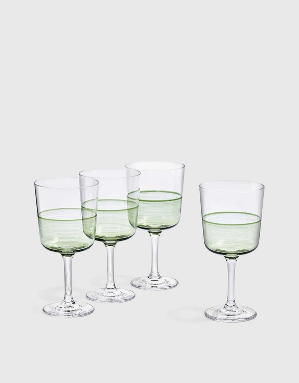 Royal Doulton 1815 Crystalline Hand-painted Wine Glasses Set of 4-Green