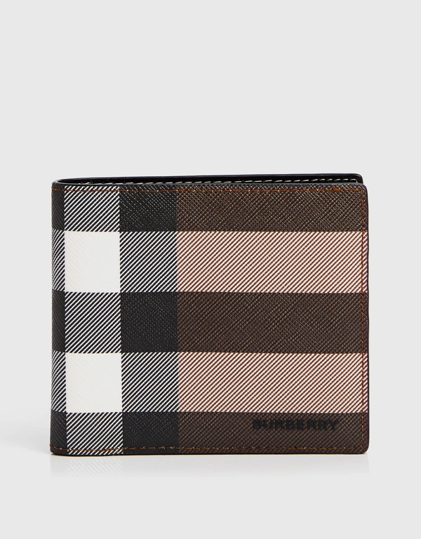 Burberry Exaggerated Check and Leather 8 Card Slot Bifold Wallet