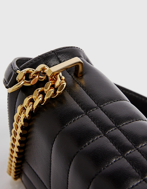 CHANEL BLACK LEATHER QUILTED SMALL CHAIN STRAP CROSS BODY BAG
