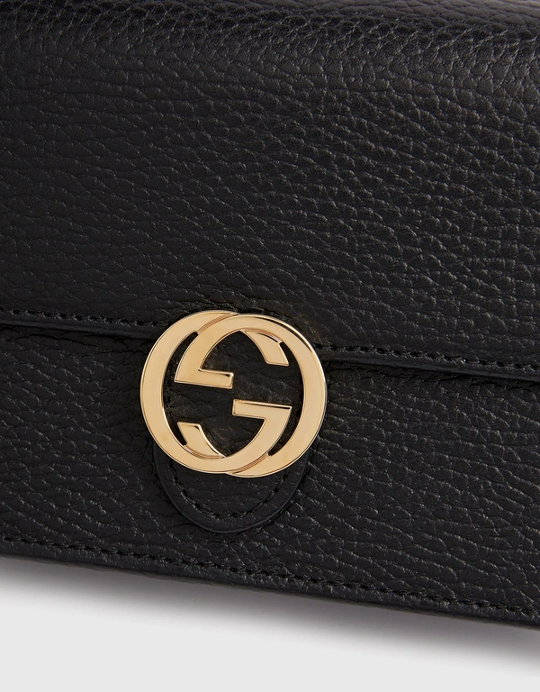 Gucci GG Interlocking Leather Wallet On Chain