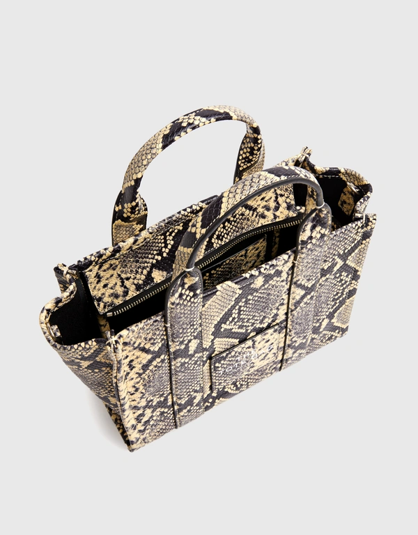 The Snake-embossed Small Tote Bag