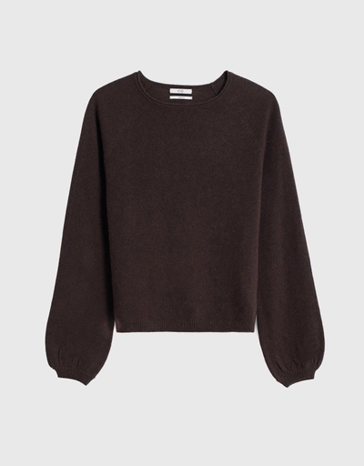 Flash Sale Raglan Peasant Sleeve Cashmere Sweater -Brown