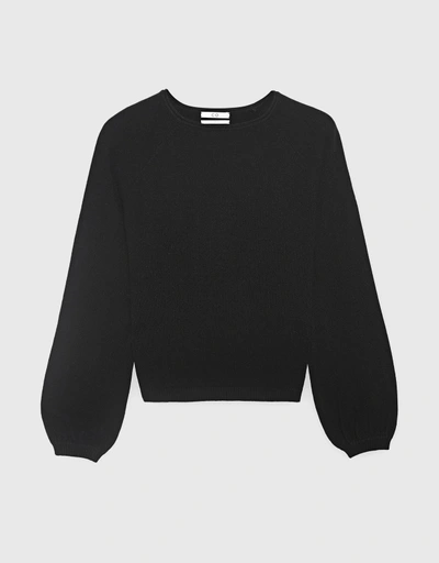 Flash Sale Raglan Peasant Sleeve Cashmere Sweater - Black