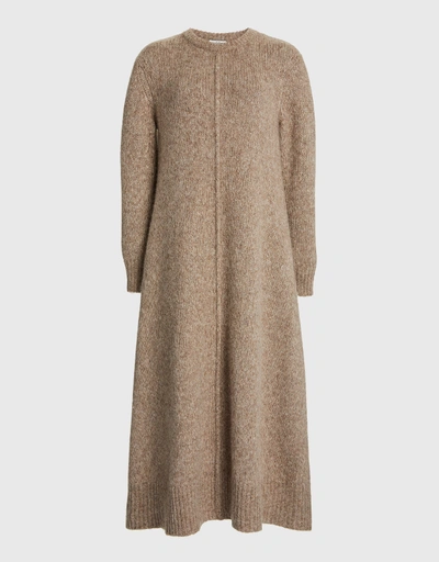 Flash Sale Crewneck Alpaca Sweater Dress - Chestnut
