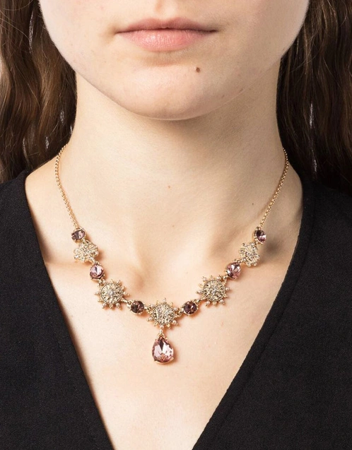 Pink Y Crystal Necklace