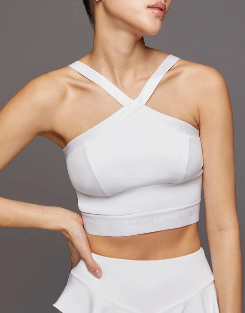 Michi Playa Longline Bra-White (Activewear,Sports bras)
