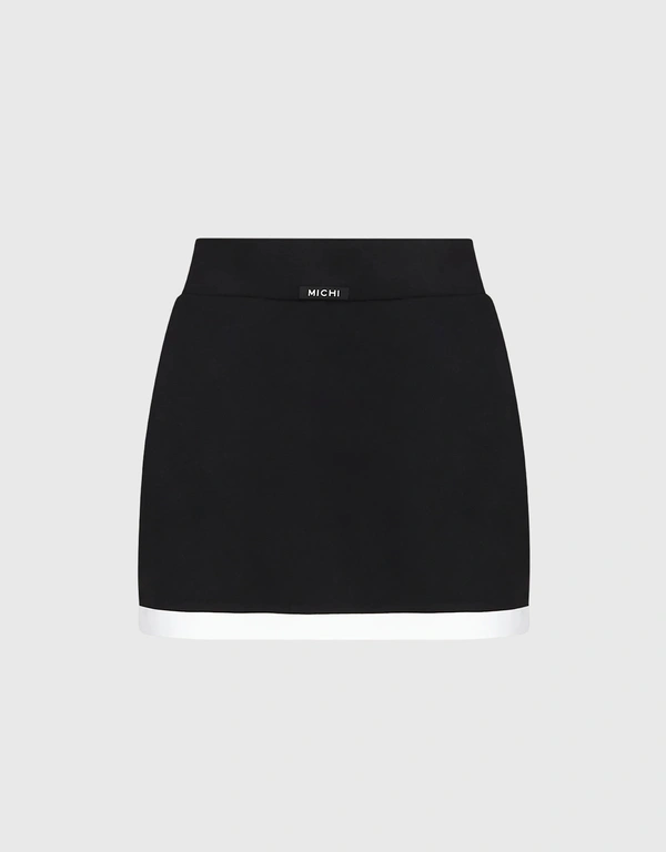 Rival Tennis Skirt with Shorts-Black/ White