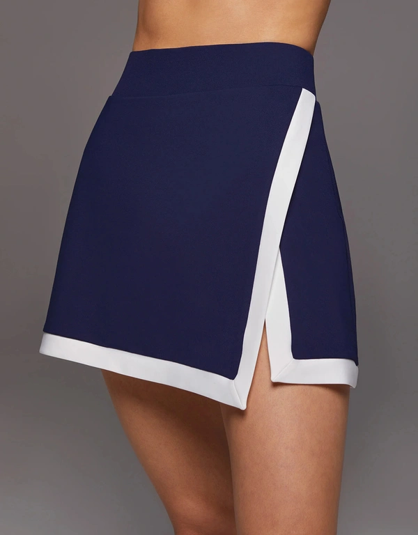 Rival Tennis Skirt with Shorts-Admiral Blue/ White