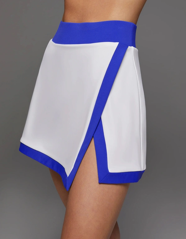 Rival Tennis Skirt with Shorts-White/ Royal Blue