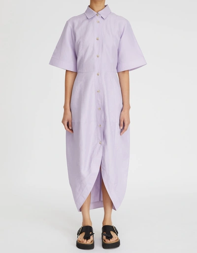 Lola Linen Blended Shirt Midi Dress