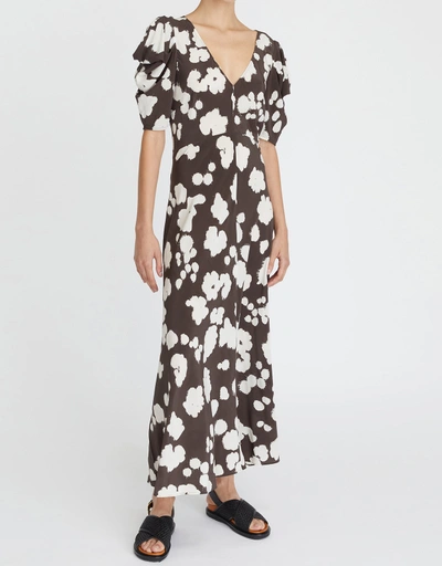 Clover Printed Silk Maxi Dress
