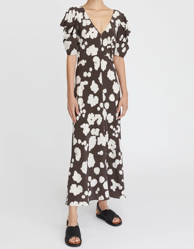 Clover Printed Silk Maxi Dress