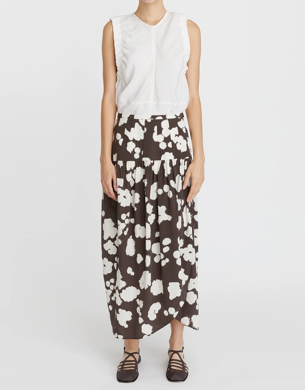 Clover Asymmetrical Midi Skirt