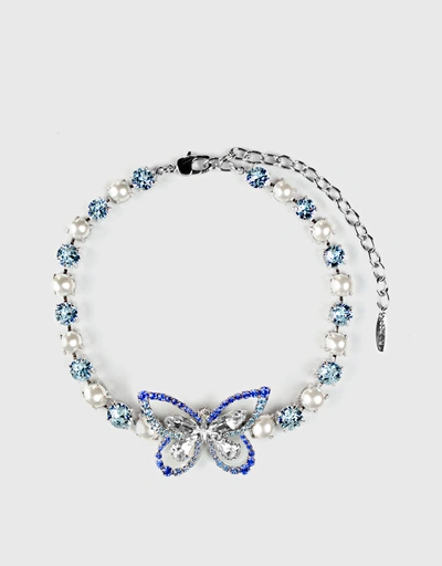 Adonis 施華洛世奇水晶和人造珍珠項鍊