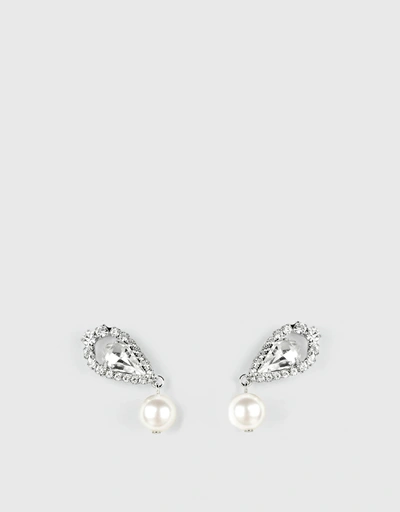 Lotus 施華洛世奇水晶和珍珠吊式耳環