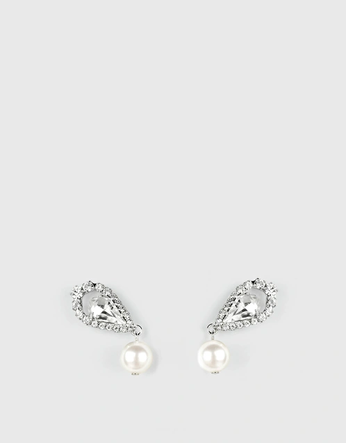 Lotus Swarovski Crystal and Pearl Drop Earrings