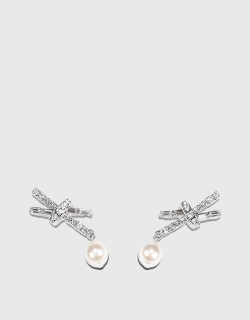 Harlow Swarovski Crystal and Faux Pearl Earrings