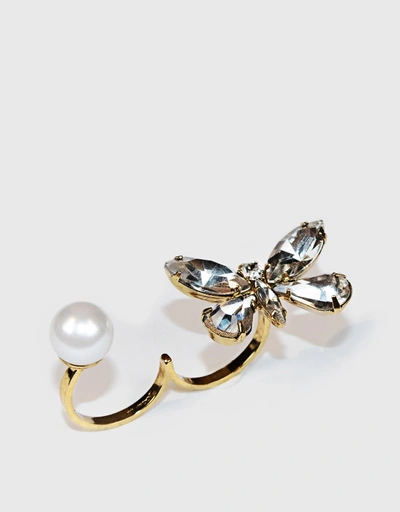 Laia Swarovski Crystal and Faux Pearl Ring