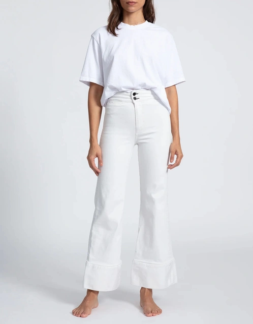 Brighton High-rised Copped Wide-leg Jeans-White