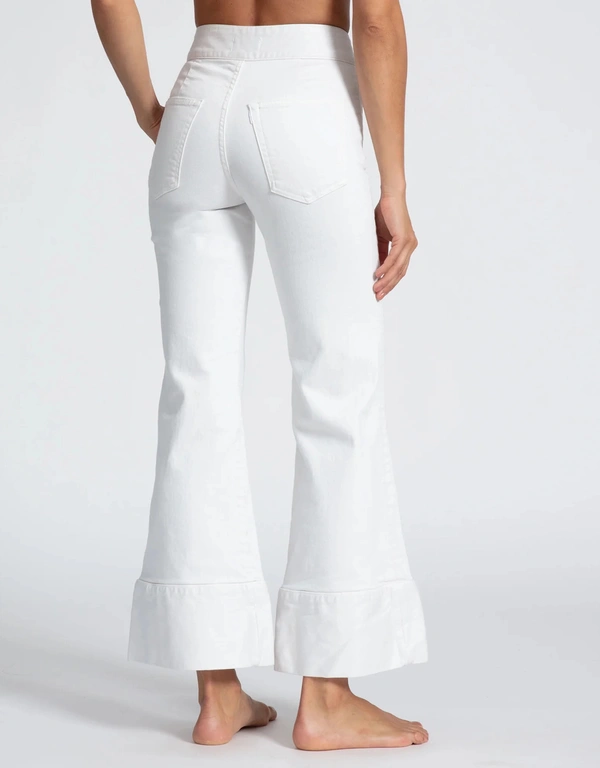 Brighton High-rised Copped Wide-leg Jeans-White