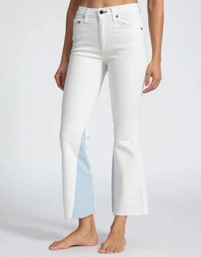 The Geek High-rised Bootcut Town-toned Panel Cropped Jeans-Ivory