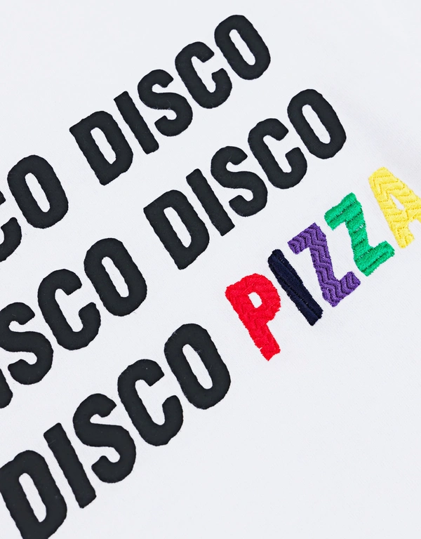 Disco Pizza Cap Sleeve T-shirt-White