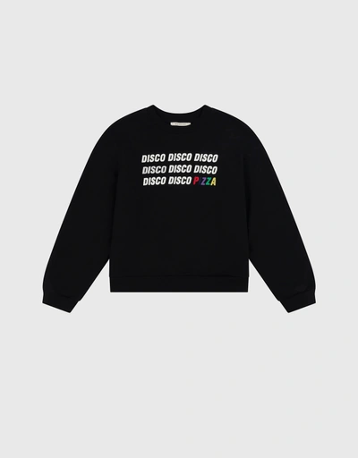 Disco Pizza 經典大學T-Washed Black