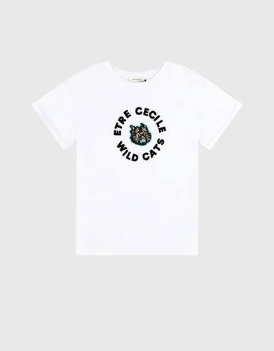 Etre Cecile Wild Cats Oversize T-Shirt-White