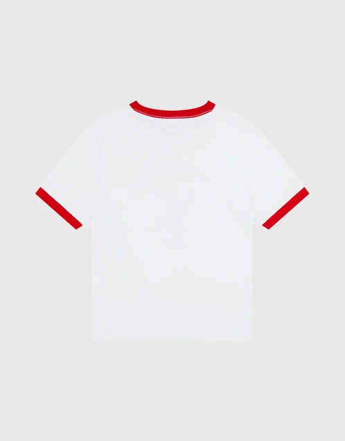 St Honore Girls Ringer T-Shirt-White Red