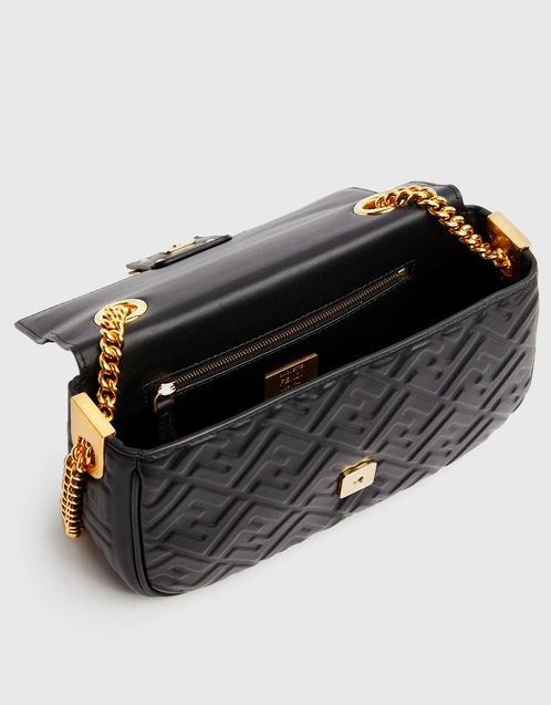 FENDI: Baguette Chain Midi bag in leather with embossed FF