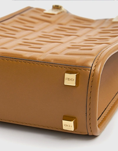 Sunshine Mini Brown Leather FF Motif Crossbody Bag